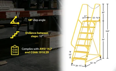 Vestil LAD-MM-7-G-YL Steel Maintenance Ladder - product feature image