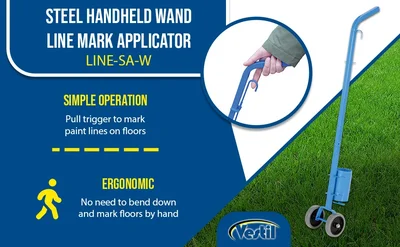 Vestil LINE-SA-W Steel Handheld Wand Line Mark Applicator with Wheels - product feature image
