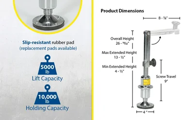 Vestil LJ-9 Steel Leveling Jack - product feature image