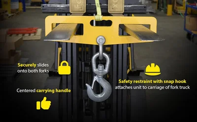 Vestil LM-HP10-SL Steel Fork Truck Hook Plate Swivel with Latch - product feature image