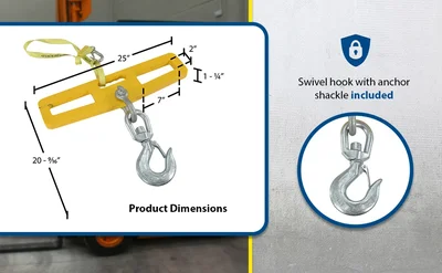 Vestil LM-HP10-SL Steel Fork Truck Hook Plate Swivel with Latch - product feature image