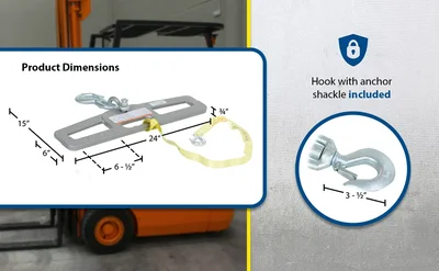 Vestil LM-HP6-S Steel Fork Truck Hook Plate Swivel - product feature image