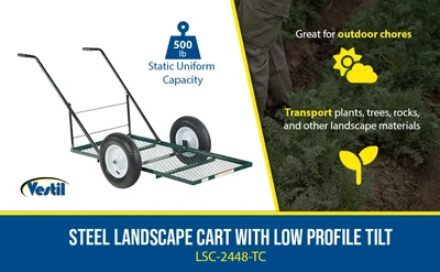 Vestil LSC-2448-TC Steel Landscape Cart with Low Profile Tilt - product feature image