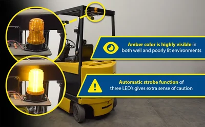 Vestil LT-RC5-FSL-AM Polycarbonate Fork Truck Safety and Warning Light - product feature image