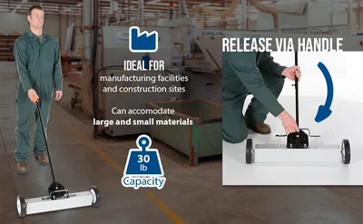 Vestil MFSR-24 Aluminum Magnetic Sweeper Handle Release - product feature image