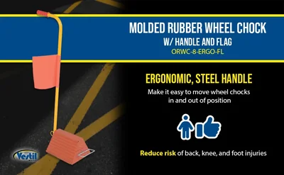 Vestil ORWC-8-ERGO-FL Molded Rubber Wheel Chock With Handle - product feature image