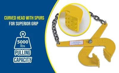 Vestil PAL-12 Steel Single Scissor Pallet Puller 7 In. Jaw Opening 5000 Lb. Pulling Capacity Yellow - product feature image