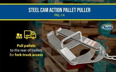 Vestil PAL-14 Steel Cam Action Pallet Puller 3 In. Jaw Opening 5000 Lb. Pulling Capacity Silver - product feature image