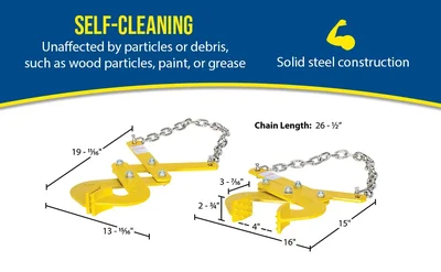 Vestil PAL-21 Steel Double Scissor Pallet Puller 4 In. Jaw Opening 5000 Lb. Pulling Capacity Yellow - product feature image