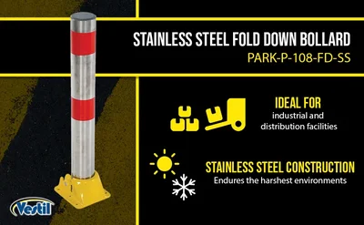 Vestil PARK-P-108-FD-SS Stainless Steel Fold Down Bollard - product feature image