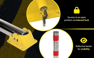 Vestil PARK-P-108-FD-SS Stainless Steel Fold Down Bollard - product feature image