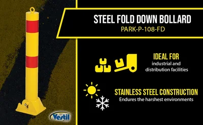 Vestil PARK-P-108-FD Steel Fold Down Bollard - product feature image