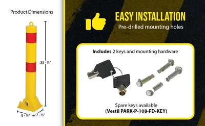 Vestil PARK-P-108-FD Steel Fold Down Bollard - product feature image