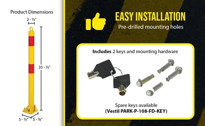 Vestil PARK-P-60-FD Steel Fold Down Bollard - product feature image