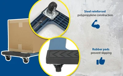 Vestil PDOC-1830 Plastic Dolly with Rubber Ends - product feature image