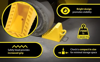 Vestil PEWC-3-YL Polyethylene Wheel Chock - product feature image