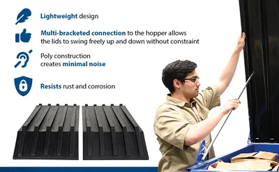 Vestil PLID-H-150 Polyethylene Heavy Duty H Style Hopper Lid - product feature image