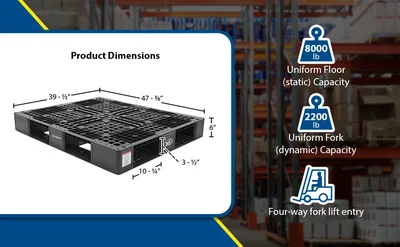 Vestil PLP2-4840-BLACK Plastic Pallets and Skids - product feature image