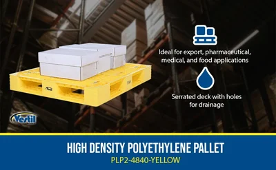 Vestil PLP2-4840-YELLOW Plastic Pallets and Skids - product feature image