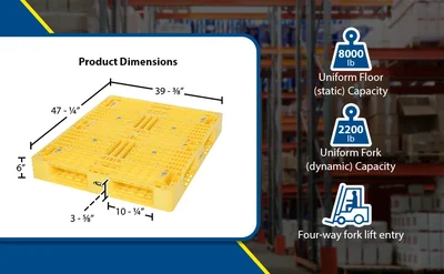 Vestil PLP2-4840-YELLOW Plastic Pallets and Skids - product feature image