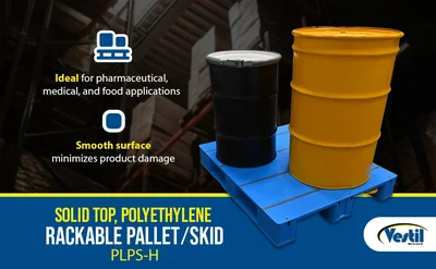 Vestil PLPS-H High Density Polyethylene Solid Top Rackable Pallet/Skid - product feature image