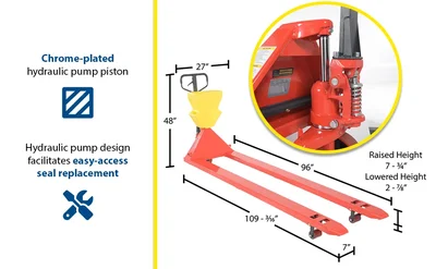 Vestil PM4-2796-UP-001 Steel Plastic Pallet Truck - product feature image