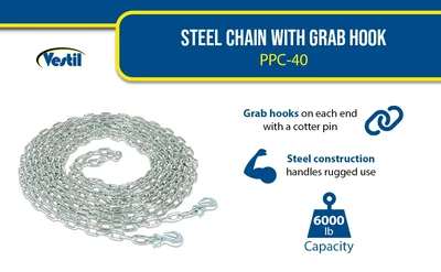 Vestil PPC-40 Steel Chain with Grab Hook - product feature image