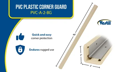 Vestil PVC-A-2-BG PVC Plastic Corner Protector with Aluminum Insert 90 Degree Beige - product feature image