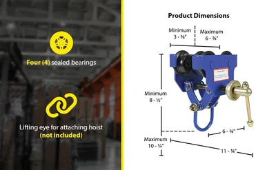 Vestil QIT-1 Steel Quick Install Manual Trolley - product feature image