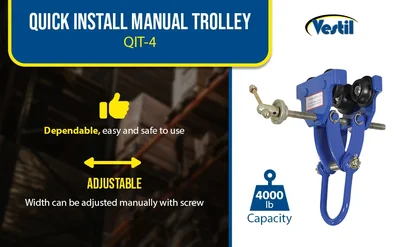 Vestil QIT-4 Steel Quick Install Manual Trolley - product feature image
