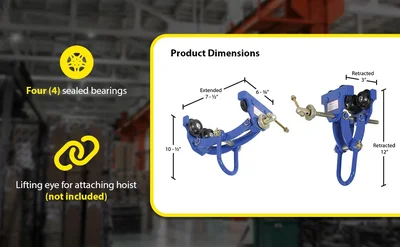 Vestil QIT-4 Steel Quick Install Manual Trolley - product feature image