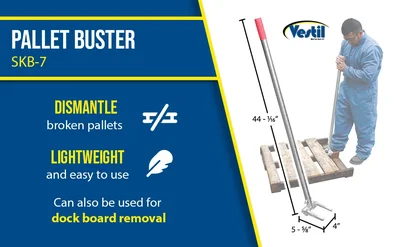 Vestil SKB-7 Steel Pallet Buster 41-1/2 In. Bar Length Silver - product feature image