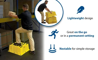 Vestil SPN-1-YL Polyethylene Nestable 1 Step 500 Lb. Capacity - product feature image