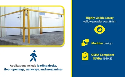 Vestil SQ-48 Steel Square Safety Handrail - product feature image
