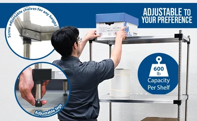 Vestil SSS-2436 Stainless Steel Shelving 600 Lb. Capacity Brushed - product feature image