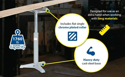 Vestil STAND-H-HP Steel Horizontal Roller Stand - product feature image