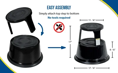 Vestil STEP-17-BK Steel Rolling Step Stool - product feature image