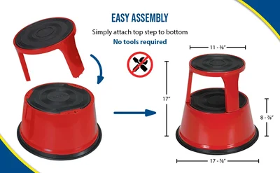 Vestil STEP-17-R Steel Rolling Step Stool - product feature image