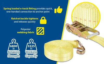 Vestil STRAP-27-Polyester Ratcheting Cargo Strap with Rod Hook - product feature image