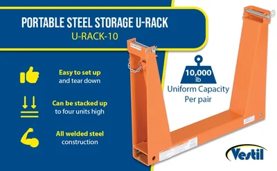 Vestil U-RACK-10 Portable Steel Storage U-Rack - product feature image