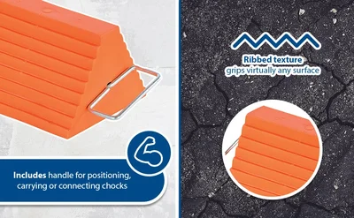 Vestil URWC-8-HDL Urethane Standard Wheel Chock with Handle - product feature image