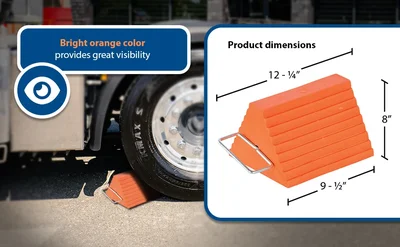 Vestil URWC-8-HDL Urethane Standard Wheel Chock with Handle - product feature image