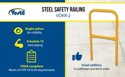 Vestil VDKR-2 Steel Safety Railing 2 Ft. Length - product feature image