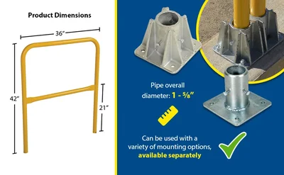 Vestil VDKR-3 Steel Safety Railing 3 Ft. Length - product feature image