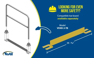Vestil VDKR-3 Steel Safety Railing 3 Ft. Length - product feature image