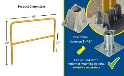 Vestil VDKR-5 Steel Safety Railing - product feature image