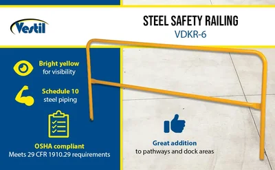 Vestil VDKR-6 Steel Safety Railing 6 Ft. Length - product feature image