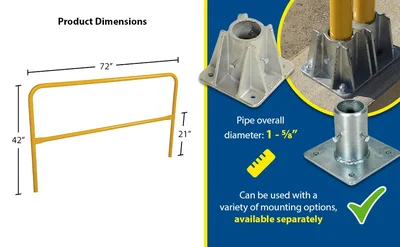 Vestil VDKR-6 Steel Safety Railing 6 Ft. Length - product feature image