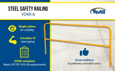 Vestil VDKR-8 Steel Safety Railing - product feature image