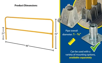Vestil VDKR-8 Steel Safety Railing - product feature image